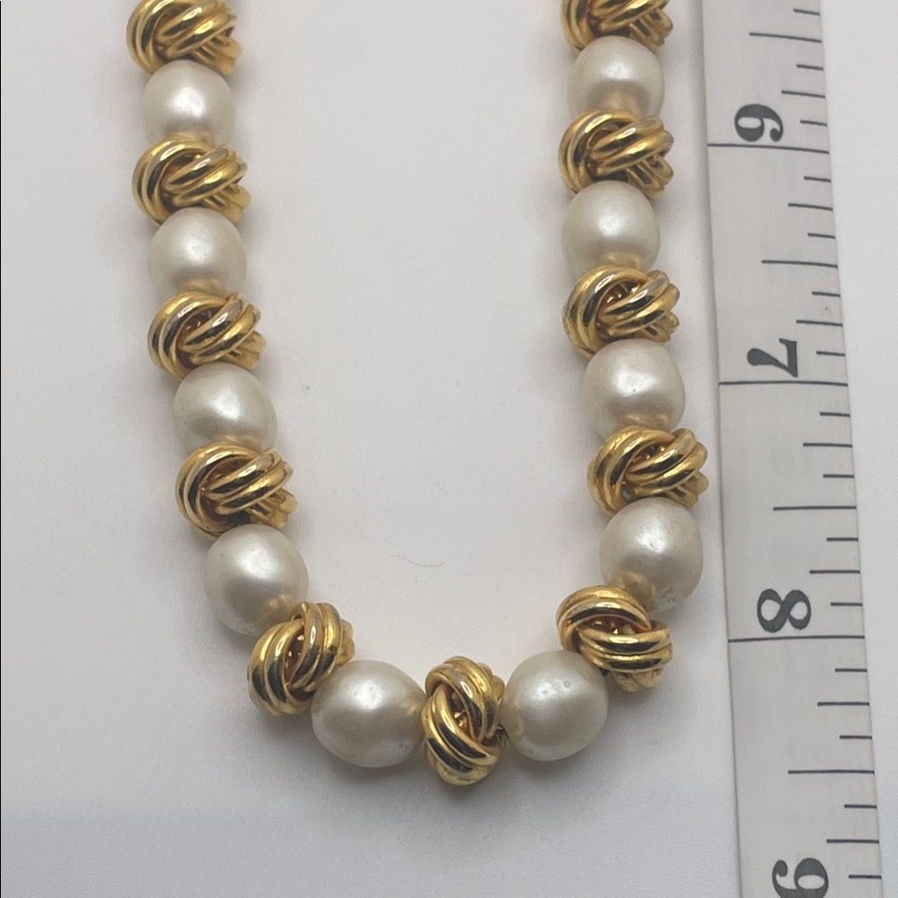 Anne Klein Gold and Cream Pearl Necklace - Picture 4 of 4